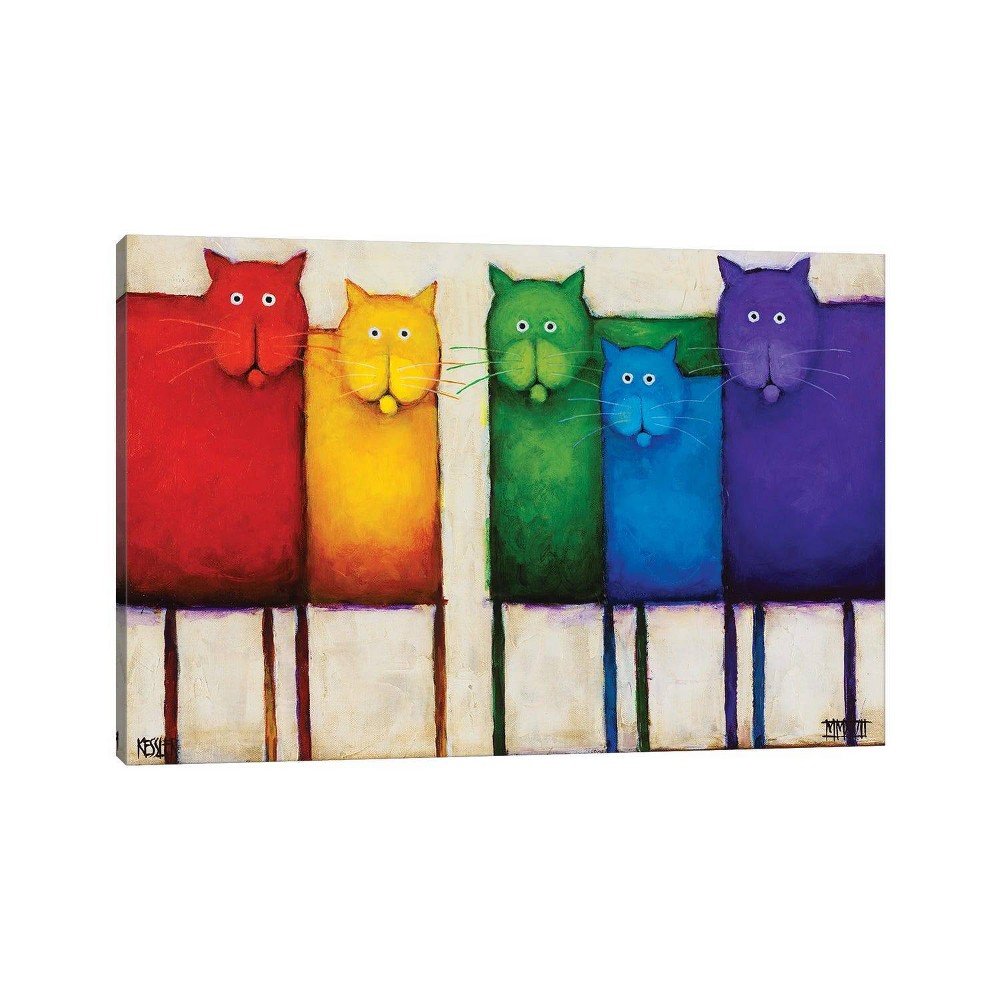 Photos - Wallpaper 12" x 18" x 1.5" Rainbow Cats by Daniel Patrick Kessler Unframed Wall Canv