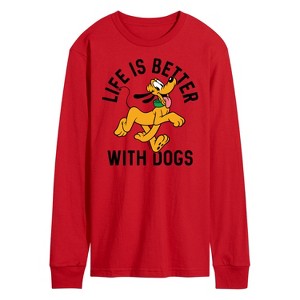 Men's - Disney - Life Is Better With Dogs Long Sleeve Graphic T-Shirt - 1 of 3