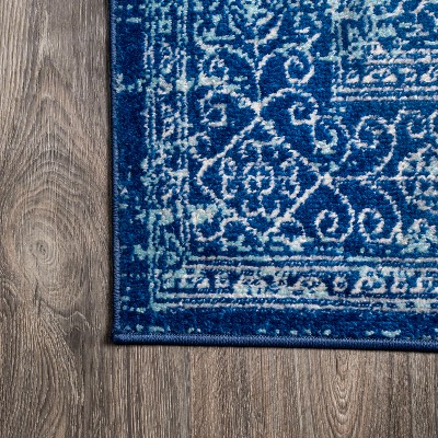 Azul Filigree Blue and White Synthetic Area Rug
