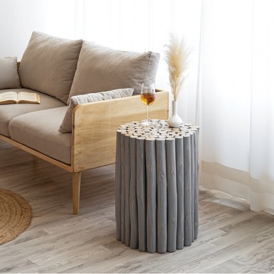 MAYEERTY Modern Wooden End Table for Bedroom Living Room, Gray