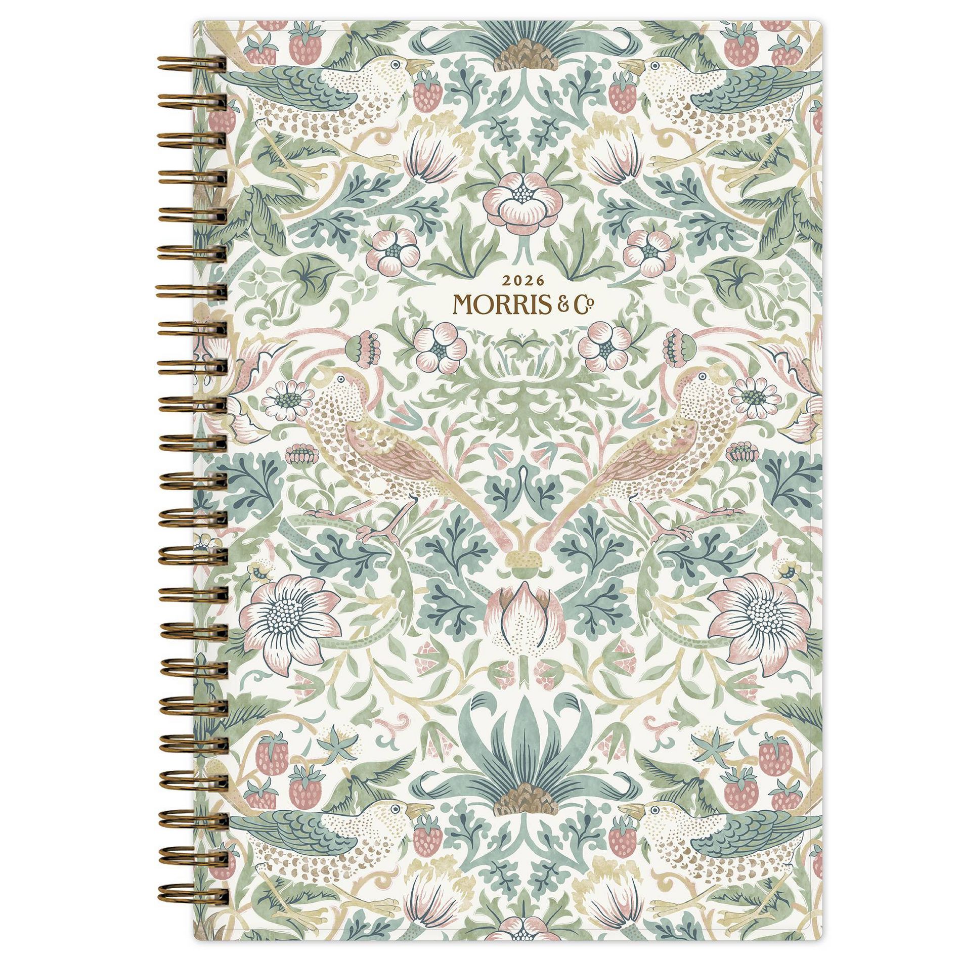 Morris & Co. by Blue Sky 2026 5"x8" Weekly/Monthly Wirebound Planner Printed Strawberry Thief