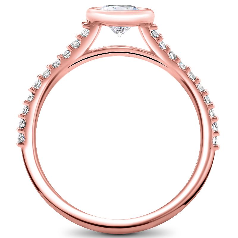 Pompeii3 3/4ct Charlotte Diamond Engagement Ring 14k Rose Gold Lab Created Bezel Round, 2 of 4
