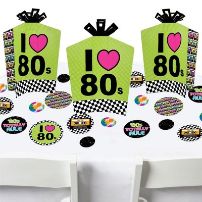 Big Dot of Happiness 80’s Retro - Totally 1980s Party Decor and Confetti - Terrific Table Centerpiece Kit - Set of 30