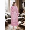 ADR Women's Robe, Plush Fleece Women's Bathrobe with Hood, Long Fluffy Fuzzy Bath Robe Pink Purple Plus Size - 2 of 3