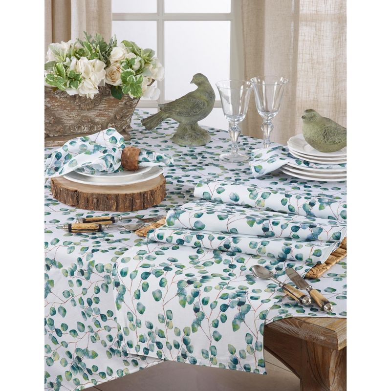 Saro Lifestyle Eucalyptus Leaf Design Tablecloth, 2 of 5