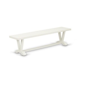 East West Furniture V-Style 15x72 in Dining Bench with Wirebrushed Linen White Leg and Linen White Top finish - 1 of 4