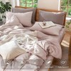 Heathered Greyish Pink Queen Duvet Cover Set, 100 Washed Cotton, Breathable Soft - 4 of 4