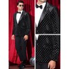 Lars Amadeus Men's Peak Lapel Wedding Shiny Argyle Plaid Velvet Suit Jacket - 4 of 4