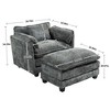 Sapphtopaz Accent Chair Upholstered Boucle Sofa Lounge Chair with Portable Ottoman, Double Deep Cushion Comfy Chair Arm Chair for Living Room - 3 of 4