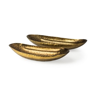 HomeRoots Set of Two Gold Metal Decorative Bowl