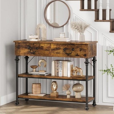 Console Table with Drawers, Sofa Tables Narrow Entryway Table with Storage