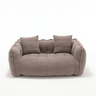 OUTSUPPLY Soft Bean Bag Chair for Two, High-Resilience Foam, Square Lounger with Armrests, Chenille Cover for Living Room