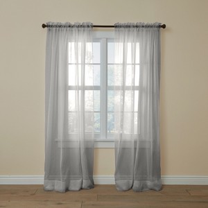 BrylaneHome BH Studio Sheer Voile Rod-Pocket Panel Pair - 1 of 4