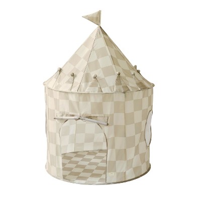 3 Sprouts Kids Recycled Fabric Play Tent - Checkerboard Beige