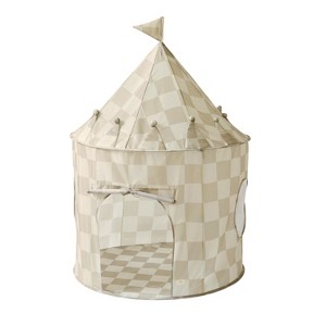 3 Sprouts Kids Recycled Fabric Play Tent - Checkerboard Beige - 1 of 4