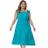 Agnes Orinda Women's Plus Size Ruffle Cap Sleeve Shirred Waist Beach Summer A Line Sundresses - 3 of 4
