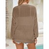 Coolmee Women's Crochet Lightweight Cardigan Cover Up Open Front Long Sleeve Summer Cardigans Camel XXL - 4 of 4