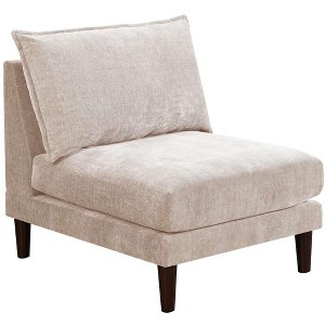 CAVINAS Suede Upholstered Accent Chair with Backrest,Modern Upholstered Armless Chair with Pillow for Living Room - 1 of 4