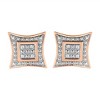 Silver Diamond Accented Four Pointed Star Shaped Halo-Style Stud Earrings - 4 of 4