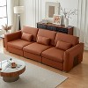 ATJafurn Mid Century Modern Sectional Leather Couch,  Orange Genuine Leather Sofa with Metal Legs 2 Pillows Deep Seat for Living Room - 3 of 4