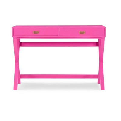 Raspberry Pink Wood Writing Desk with Drawers, 44"