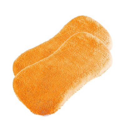 Unique Bargains Coral Fleece Car Cleaning Sponge Double Sided Dirt Washing Tool 2 Pcs