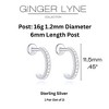 Hoop Flat Back Earrings for Women Sterling Silver 16G 6mm Cartilage Helix Upper Lobe Body Piercing Ginger Lyne - 3 of 4