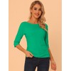 INSPIRE CHIC Women's Classic Solid Elbow Sleeves Round Neck Slim Fit T-Shirts - 2 of 4