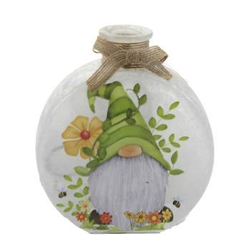 Stony Creek Gnomes Flowers Round Prelit Jar  -  One Pre-Lit Decorative Light 4.5 Inches -  Bees Ladybugs  -   -  Glass  -  White