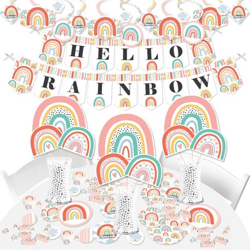 Big Dot of Happiness Hello Rainbow - Boho Baby Shower and Birthday Party DIY Decorations - Clothespin Garland Banner - 44 Pieces