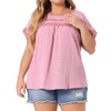 Agnes Orinda Women's Plus Size Swiss Dots Short Sleeve Lace Crochet Chiffon Pleated Casual Blouses - 2 of 4