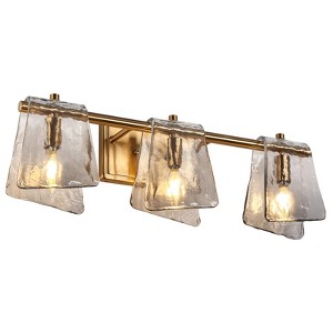 LNC Afmean 23.6-in Polished Gold Bathroom Vanity Light with Smoked-Gray Class, Modern, 3-Light - 1 of 4