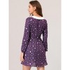 Allegra K Women's Star Printed Long Sleeve Metallic A-Line Peter Pan Collar Mini Dress - 4 of 4