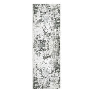 Modern Washable Area Rug - Neutral Abstract Design, Non-Slip Backing, Stain-Resistant Low Pile for Living Room, Bedroom & Office - 1 of 4