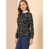 INSPIRE CHIC Women's Floral Printed Button Down Contrast Collar Full Placket Long Sleeve Work Top Blouse Shirts - 4 of 4