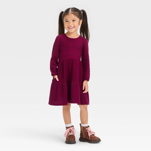 Toddler Girls' Cozy Waffle Dress - Cat & Jack™ Red 3t : Target