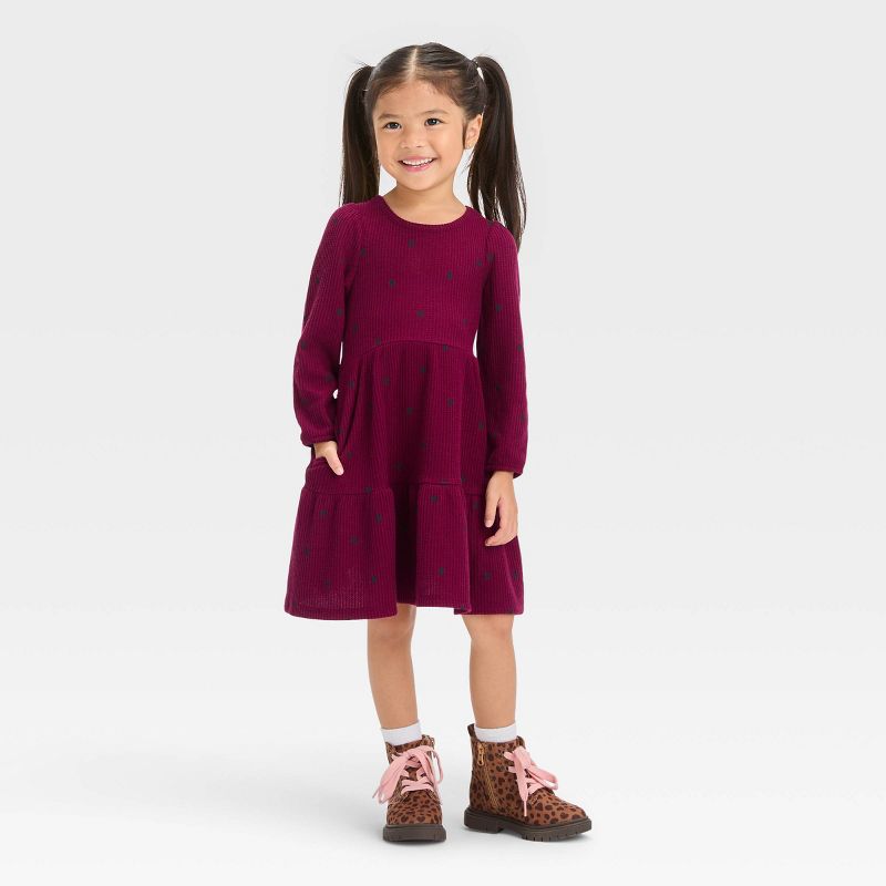 Toddler Girls' Cozy Waffle Dress - Cat & Jack™ Beige, 1 of 11