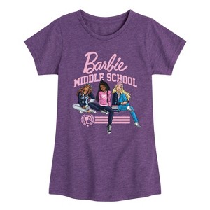 Girls' - Barbie - Middle School Dolls Fitted Short Sleeve Graphic T-Shirt - 1 of 4