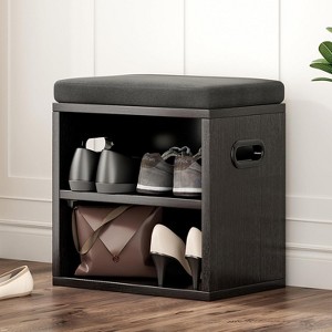 AZL1 Life Concept Shoe Bench Entrywaywith Cushion Shoe Benches Storage Seating Seat Entryway Shoe Rack Entryway Show Racks, Beige, 15.35"*11.4"*16" - 1 of 4