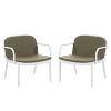 Outdoor PP Club Chair, White Frame with Green Cushion, Set of 2 - 4 of 4
