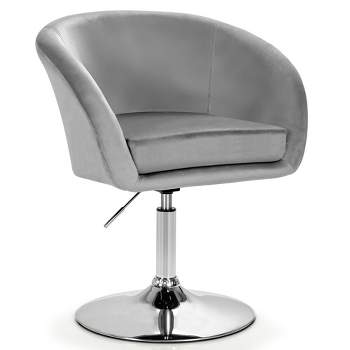 Costway Modern Velvet Chair Height Adjustable Bar Stool Swivel Makeup Seat