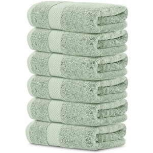White Classic Luxury 100% Cotton Hand Towels Set of 6 - 16x30" - 1 of 4