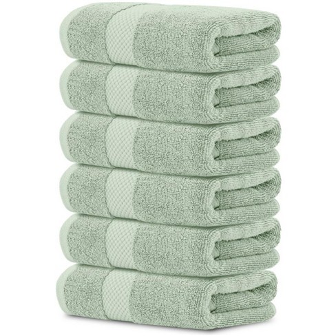 White Classic Luxury 100% Cotton Hand Towels Set Of 6 - 16x30 Sage : Target