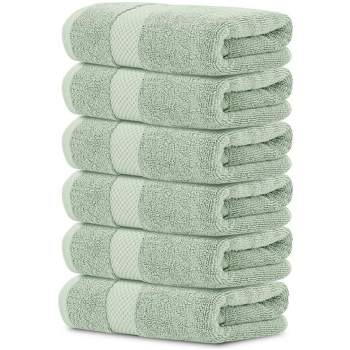 White Classic Luxury 100% Cotton Hand Towels Set of 6 - 16x30"