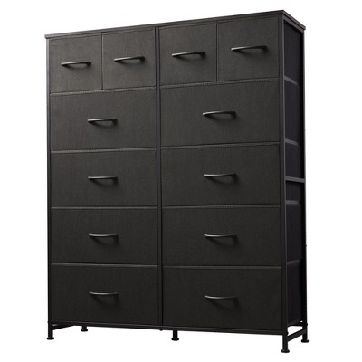 12-Drawer Tall Fabric Dresser with Wood Top and Steel Frame, Storage Chest of Drawers for Bedroom, Closet