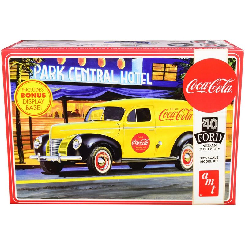 Skill 3 Model Kit 1940 Ford Sedan Delivery Van "Coca-Cola" with Display Base 1/25 Scale Model by AMT, 1 of 5