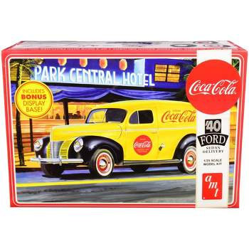 Skill 3 Model Kit 1940 Ford Sedan Delivery Van "Coca-Cola" with Display Base 1/25 Scale Model by AMT