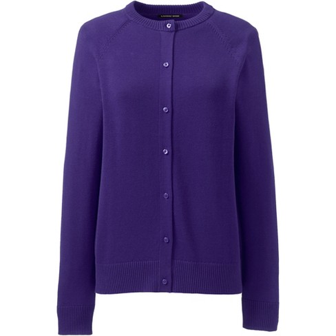 Lands' End School Uniform Women's Cotton Modal Button Front Cardigan  Sweater - Large - Burgundy