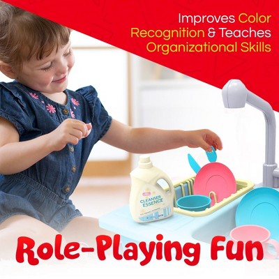 Blue and Yellow Plastic Pretend Play Kitchen Sink Set