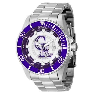 Invicta 43462 Men's MLB Colorado Rockies Date Silver Steel Watch